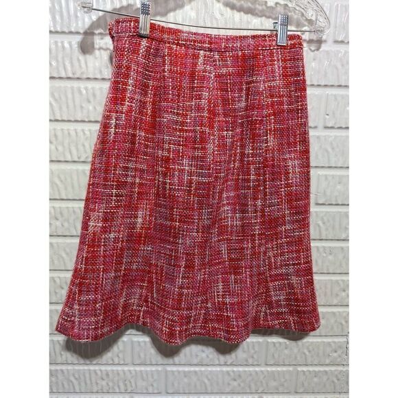 Kasper Women's Variegated Pink Acrylic Tweed Fit Flare Skirt Size 2P - Picture 4 of 8